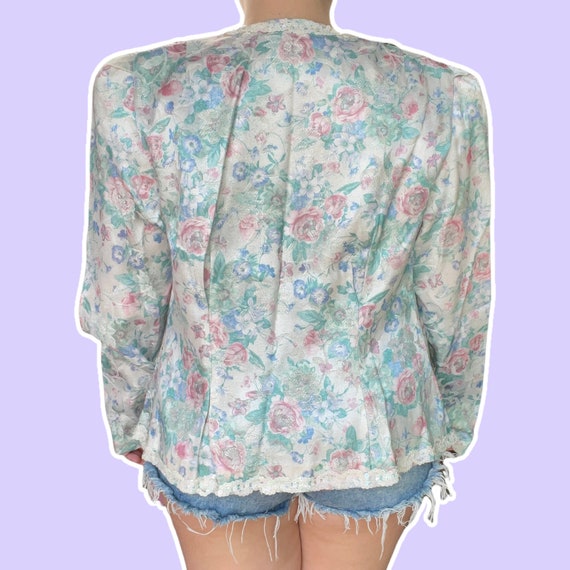 Vintage 70s / 80s Abby Kent Pastel Floral Sequin … - image 9