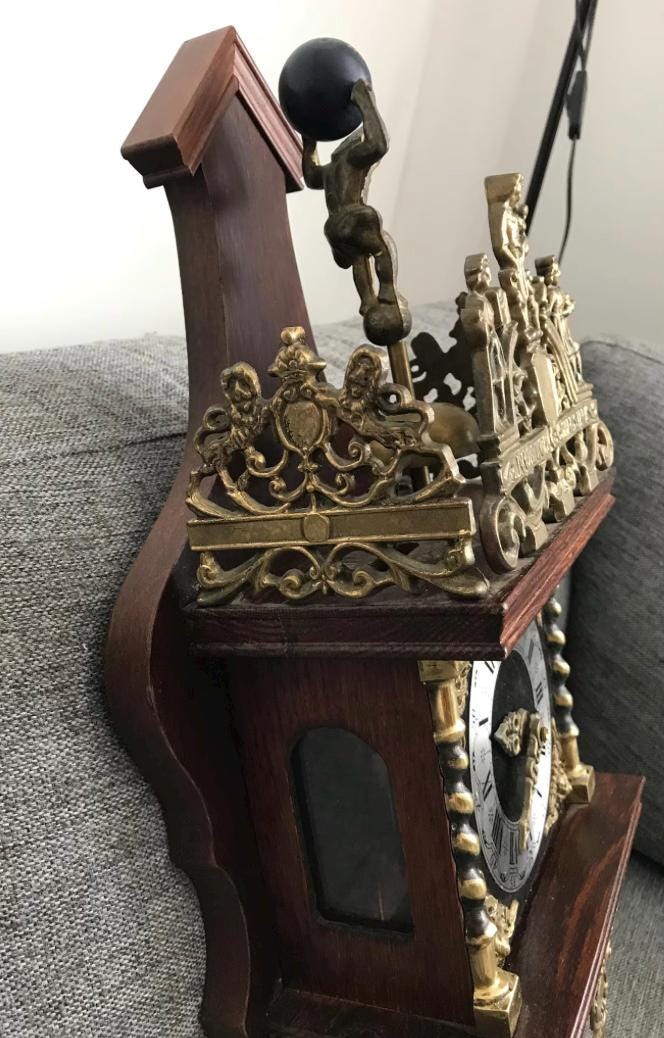 Vintage Dutch Zaanse Wall Clock – Ornate Wooden & Brass Pendulum Clock ...