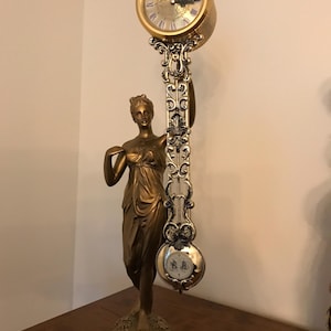 Vintage Mantel Clock with Goddess Figure.