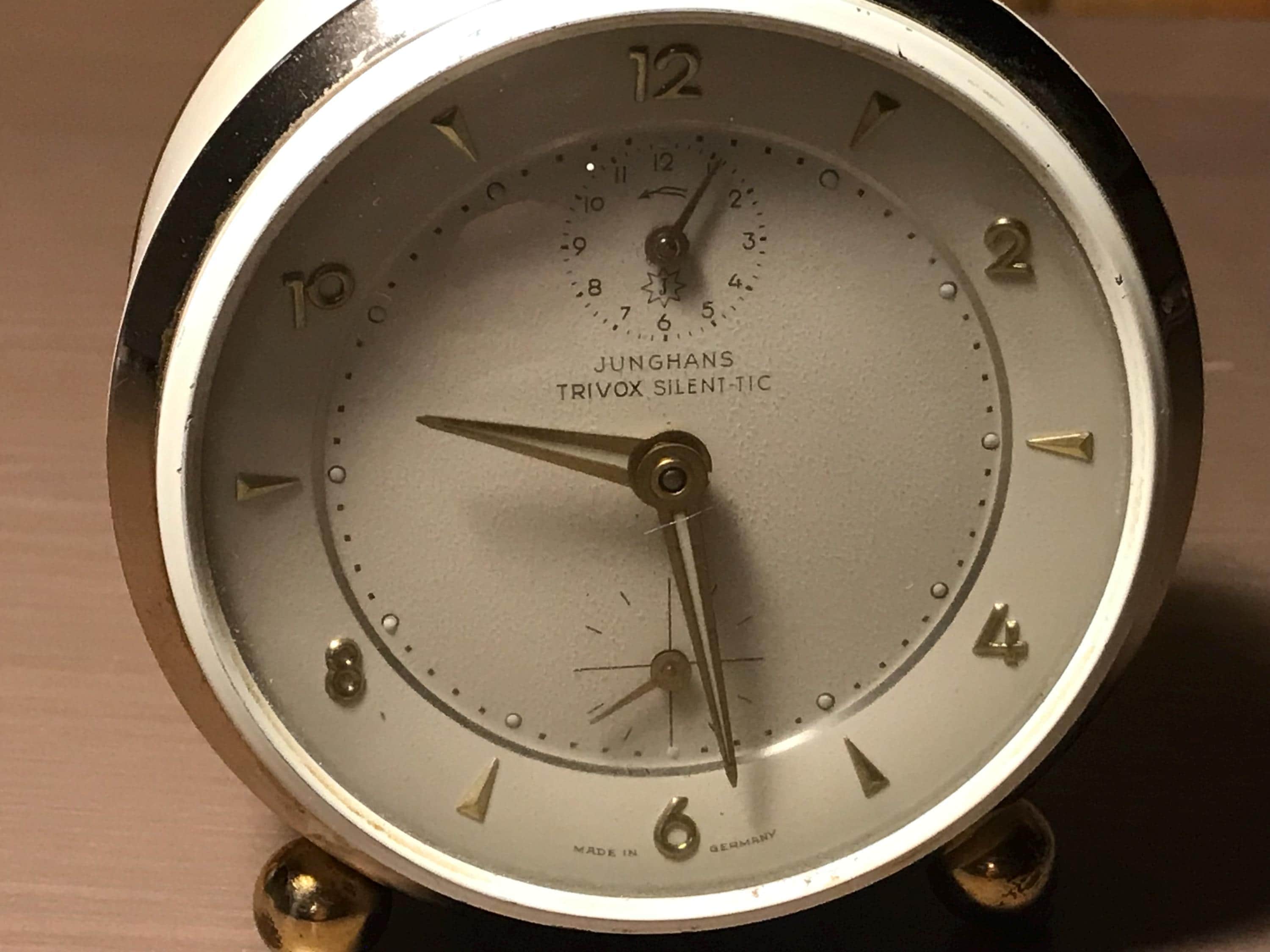 Vintage Junghans Trivox Silentic Alarm Clock, Mid-century Modern