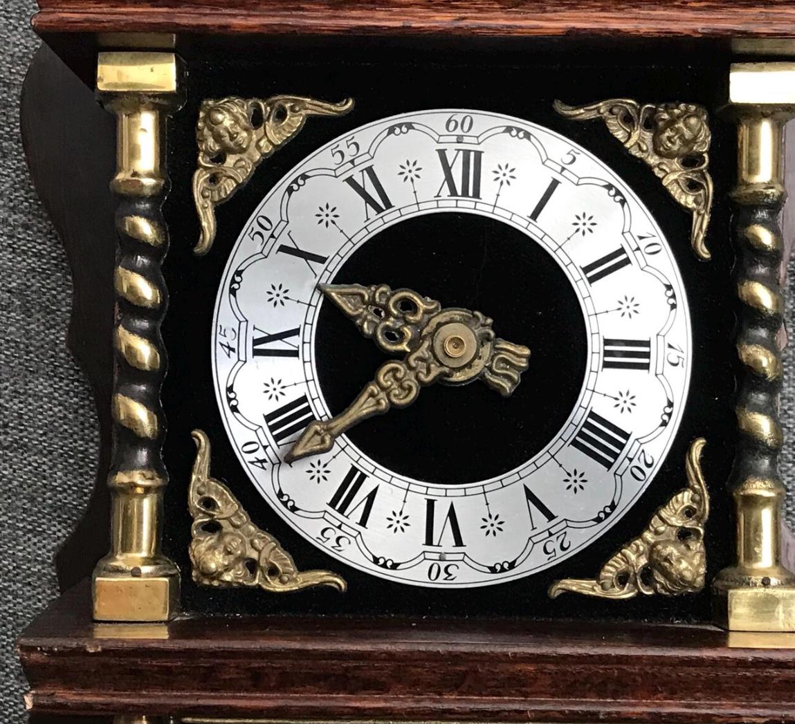 Vintage Dutch Zaanse Wall Clock – Ornate Wooden & Brass Pendulum