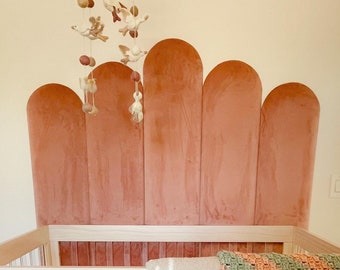 Velvet Montessori Sleeping Area | Kids Room Wall Headboard with Upholstered Fence Panels | Soft Headboard for Children&#39;s Bedroom Wall Decor