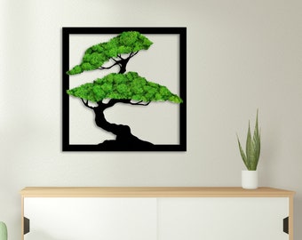 Live Moss Wall Art | Large  Moss wall Art | Bonsai tree |  Stunning and Eco-Friendly Home Decoration