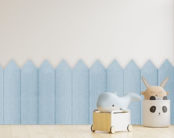 Wandpaneele für Kinderzimmer, ZAUN Kopfteil, Polsterpaneele Wandkopfteil, Farben und Größen, Kinderzimmerdekoration, Wanddekoration