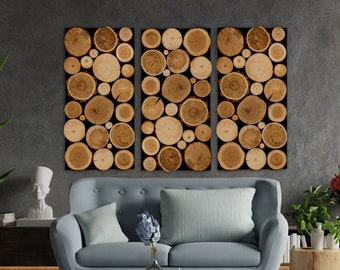 3D Wall Wooden Slices Mosaic Panel for Interior Wall Décor  | Mix Wood Wall Panel|  Wooden Covering for Wall decor | Wood panel wall art
