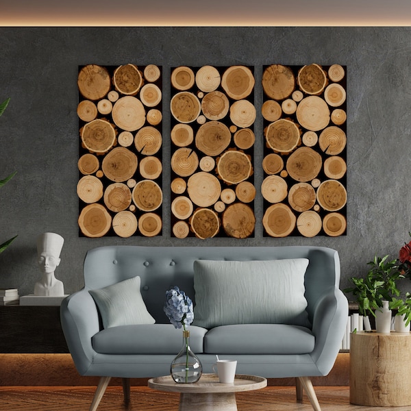 3D Wall Wooden Slices Mosaic Panel for Interior Wall Décor  | Mix Wood Wall Panel|  Wooden Covering for Wall decor | Wood panel wall art