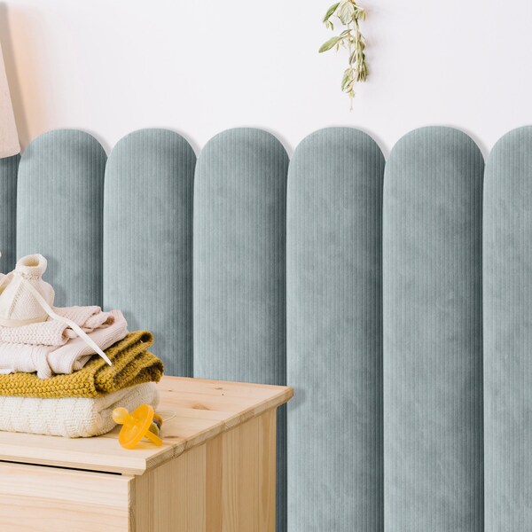 Corduroy Wall Headboard Panels | Montessori Sleeping Area | Kids Room Wall Upholstered Fence Panels | Soft Nursery Headboard