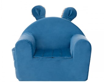 Velvet Foam Seat for a Toddler Room with zippered cover and pocket | Washable Soft Chair for Kids | Playroom sofa | gift for boy birthday