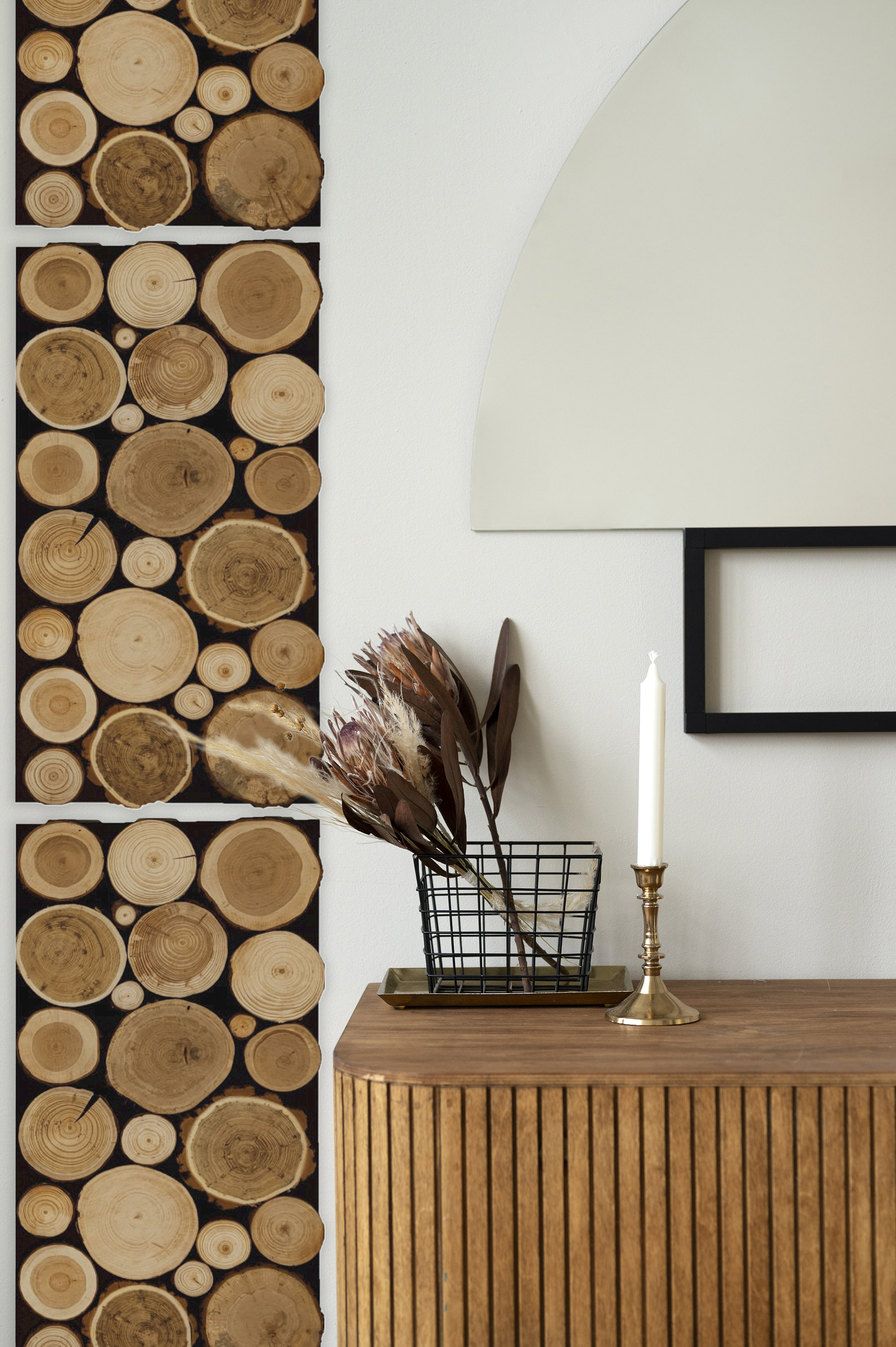 Wood Slices Wall Panel Rustic Mosaic Panel for Interior Wall Decor
