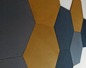 Custom Flat Upholstered Hexagon Wall Decor | Honeycomb Wall Panel for Bedroom or Living Room | Textured Honeycomb Wall Decor Honeycomb Panel