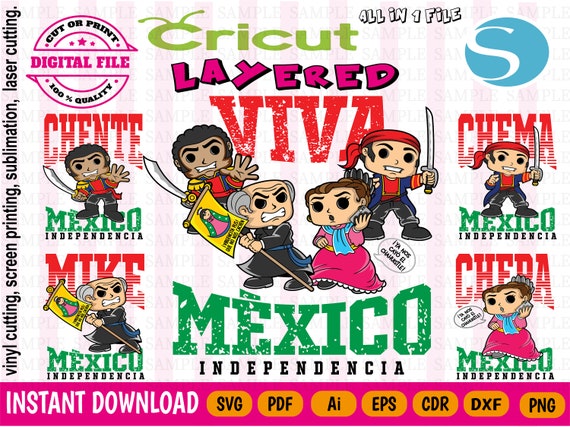 Mexico Bundle Svg - Viva México SVG - Mexican independence day svg - Miguel Hidalgo (Mike) Svg - Miguel Hidalgo Svg - Layered by colors