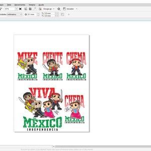 May include: A digital illustration of four cartoon characters with the text "Mike Chete Chema Viva Mexico Independencia" in green, red, and white. The characters are wearing traditional Mexican clothing and holding flags.