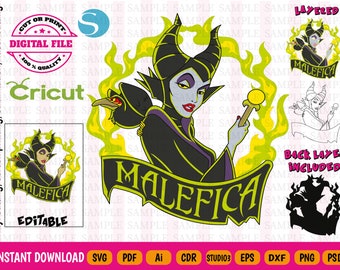 Villain svg - Maleficent 1 svg - Instant Download - 9 file formats - Vector - Layered by colors and editable