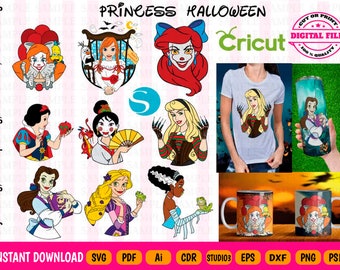 Princess Halloween svg - Princess Day of the Dead Svg   - Princess sugar Skull - Sugar Skull Svg - Layered & Welded by colors