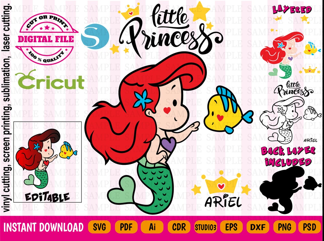 Little Princess Ariel Svg Ariel Clipart the Little Mermaid Svg Ariel