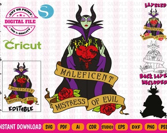 Villain svg - Maleficent 2 svg - Instant download - 9 file formats - Vector - Layered & Welded by colors