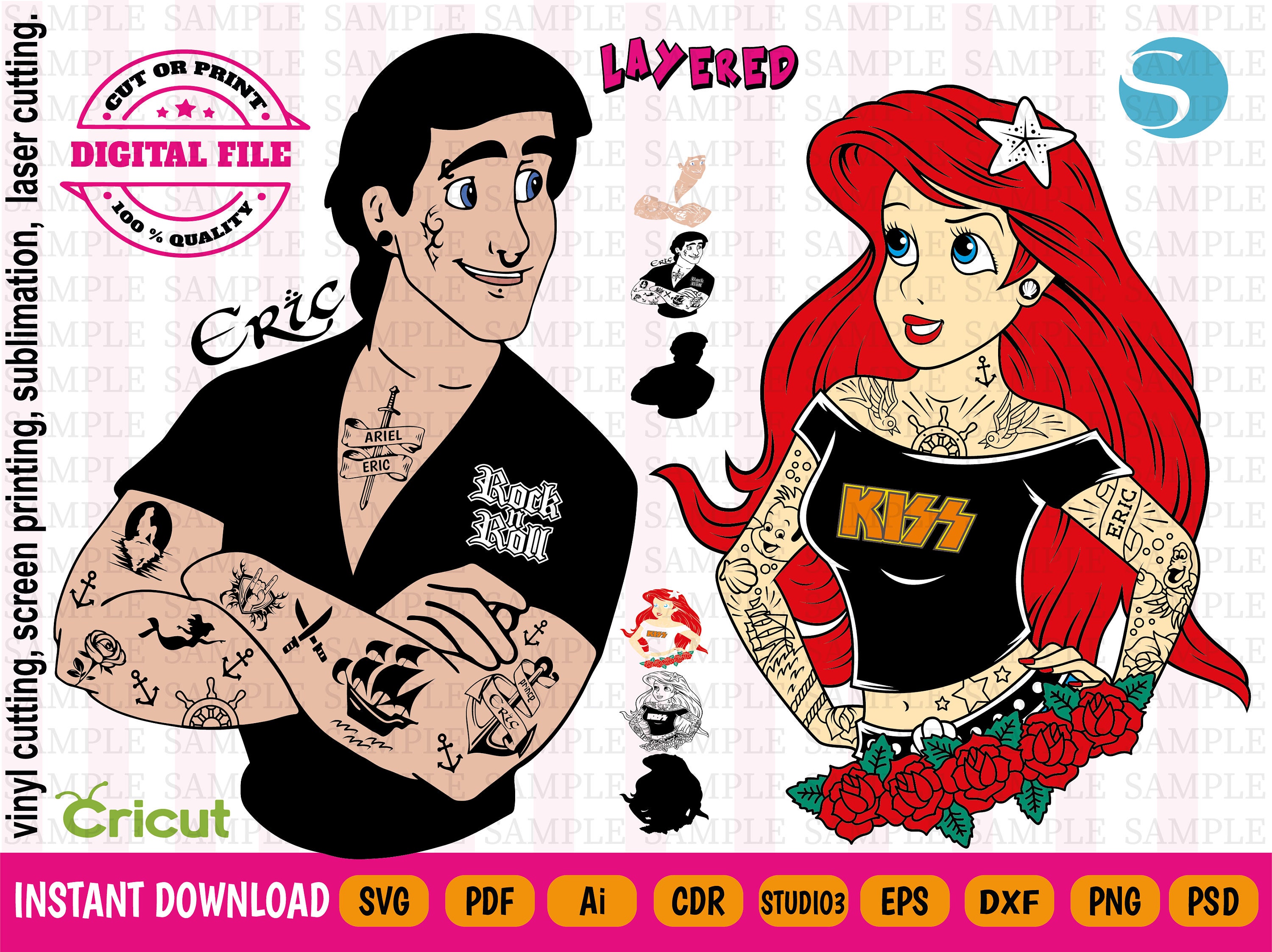 Princess Collection Tattoo 2 in 1 Princess Ariel and Prince - Etsy Princess Collection Tattoo 2 in 1 Princess Ariel and Prince - Etsy