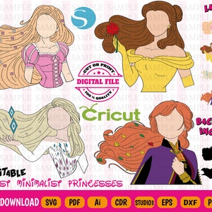 4 New Minimalist Princes - Princes Silhouette SVG Bundle - Princes Faceless - Instant Download - Digital - Vector graphics - 9 file formats