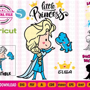 May include: Digital file featuring a cartoon illustration of a princess in a blue dress with a dinosaur. The text "little Princess" is above the image. Includes the text "EDITABLE" and "INSTANT DOWNLOAD".