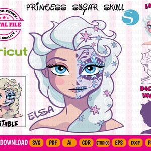 Princess Elsa Svg - Elsa Sugar Skull - Elsa Halloween - Elsa Sugar ...