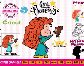 Little Princess Merida Svg - Merida Vector - Merida Clipart - Merida png - 9 file formats - Digital File Instant Download