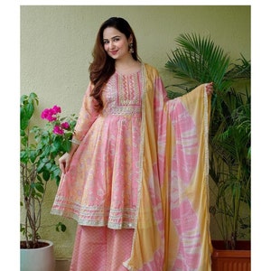 Pink Cotton Kurti Sharara With Dupatta Set Designer Kurti Set - Etsy