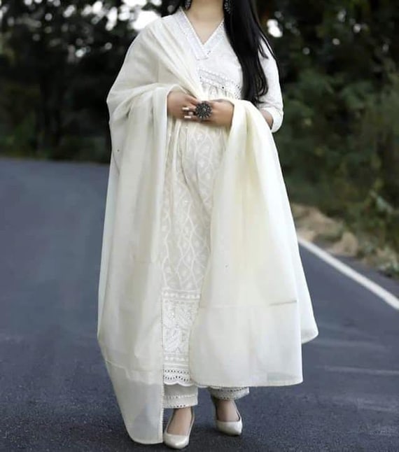 Fashion SAY Kurti Designer Anarkali Kurti with Dupatta Set (White)-S :  Amazon.in: Fashion