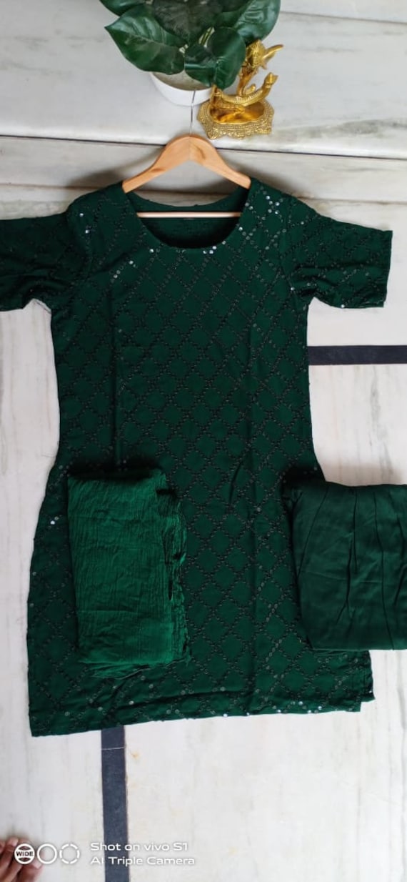 Designer Rayon Patiala Salwar Suit & Dupatta Set Printed Salwar Suit  Designer Kurti Set Kurti Dupatta Set Kurta for Women Winter Wear Kurti 