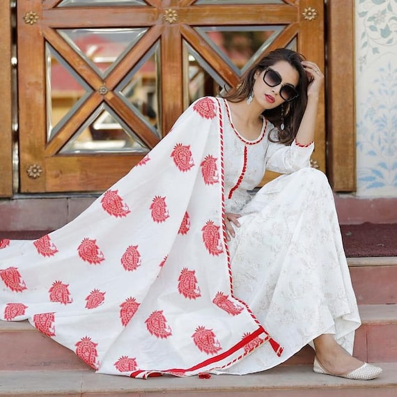 Cotton Ladies Designer Blue White Kurti at Rs 599 in Surat | ID: 20941047533