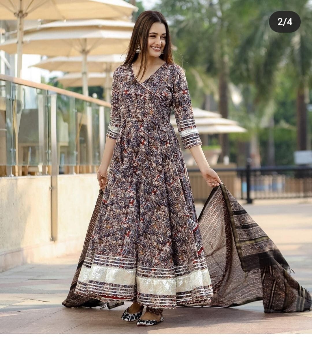Designer Cotton Anarkali Kurti/long 