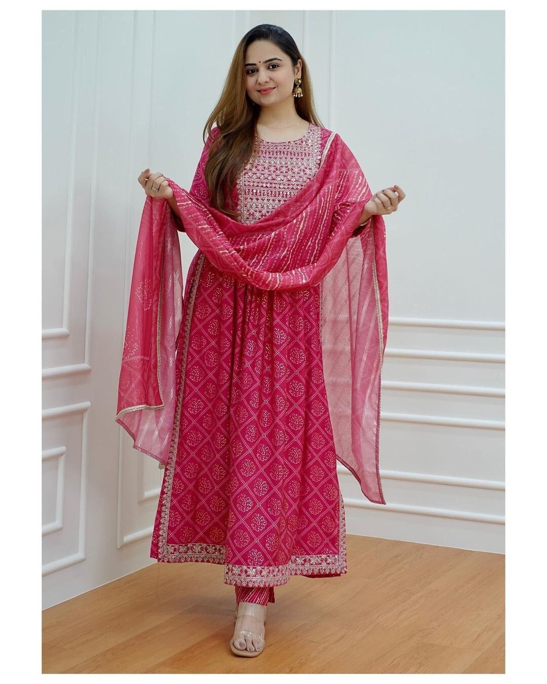 Pink Color Designer Anarkali Suit With Heavy Embroidery Work and Dupatta in  USA, UK, Malaysia, South Africa, Dubai, Singapore