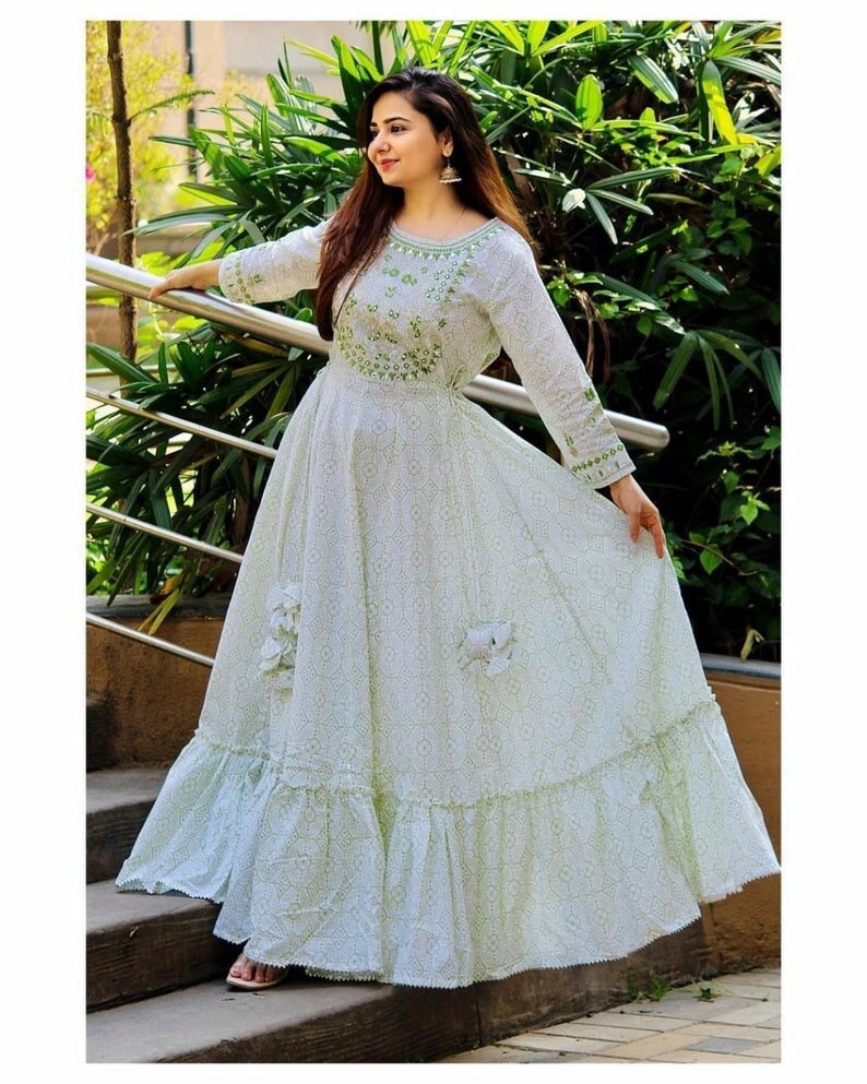 white net frock suit design