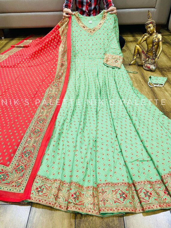 Designer Rayon Anarkali Kurti/long Gown 