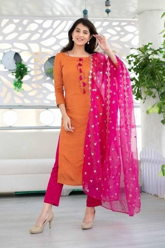 Top more than 67 orange pink kurti super hot