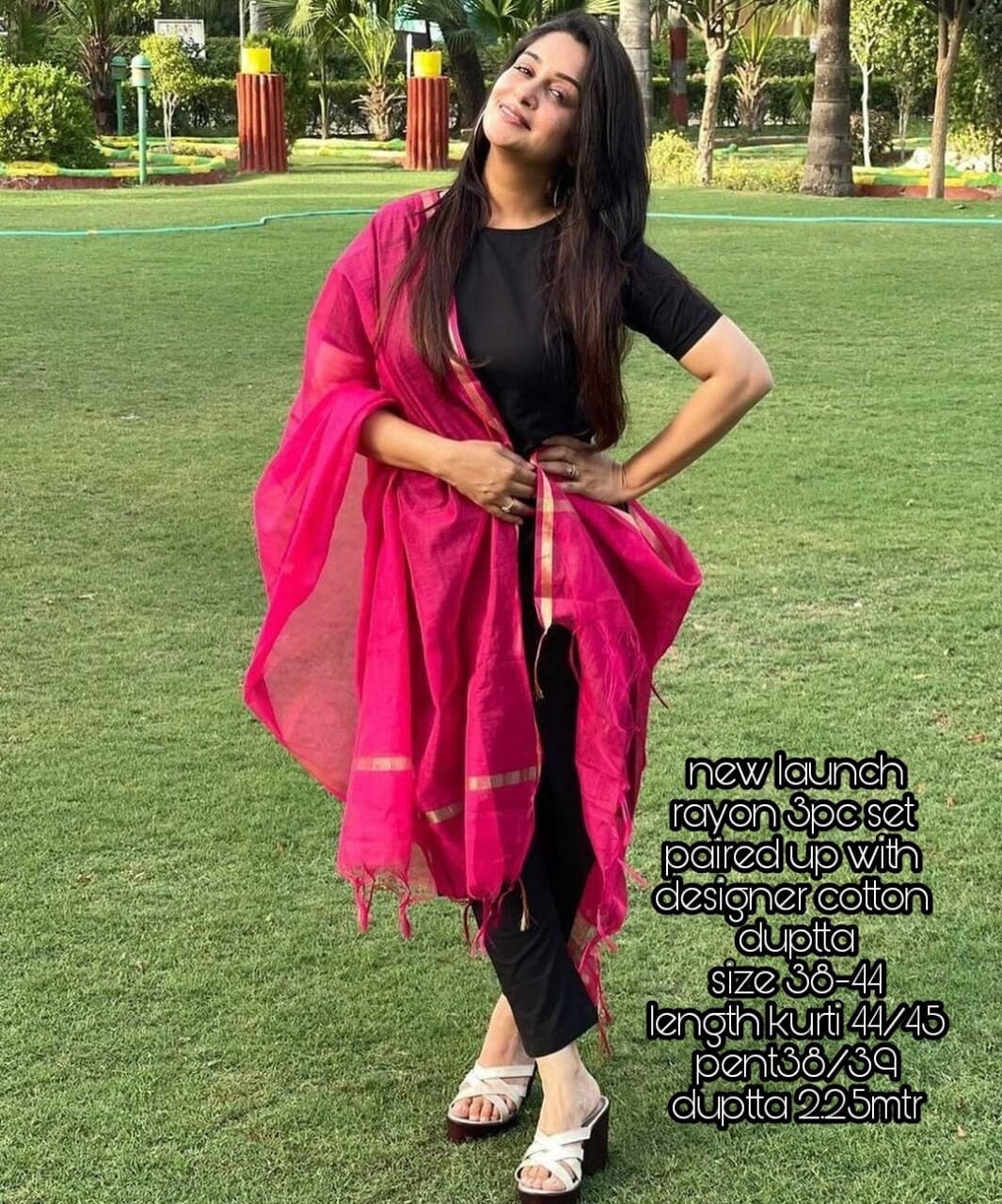 Buy Black Rayon Kurti Pant With Dupatta Set Kurti Dupatta Set ...