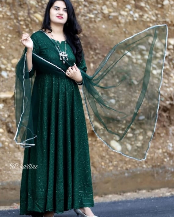 Green anarkali hotsell kurti
