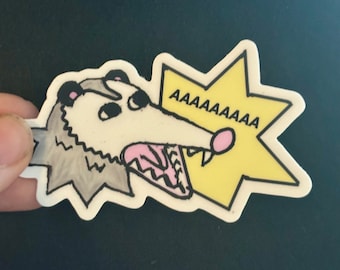 Yelling Possum Vinyl Sticker