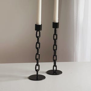 Handcrafted Vintage-Inspired Brutalist Style Chain Candleholders, Pair