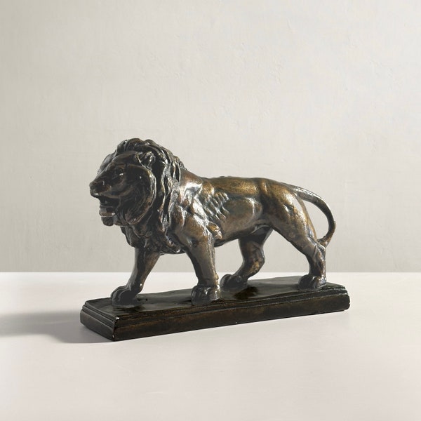 Vintage Lion Sculpture After "Lion Qui Marche" by Antoine-Louise Barye
