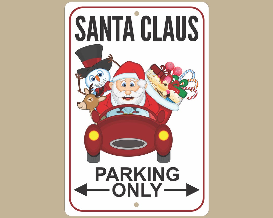 Santa Exit Sign Santa Claus Parking Sign, Christmas Decor, Santa Stop Here, 8X12 ...
