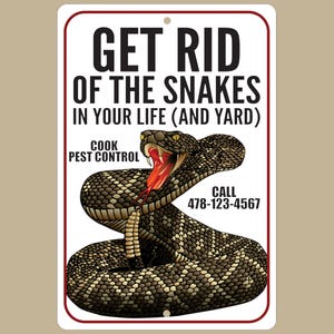 Personalized Snake Rangler Sign, Custom Aluminum Signage, Reptile Handler Gift, Snake Lover Wall Art, Pest Control Business Tool