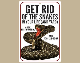 Personalized Snake Rangler Aluminum Sign: Pest Control Wall Art (8x12)