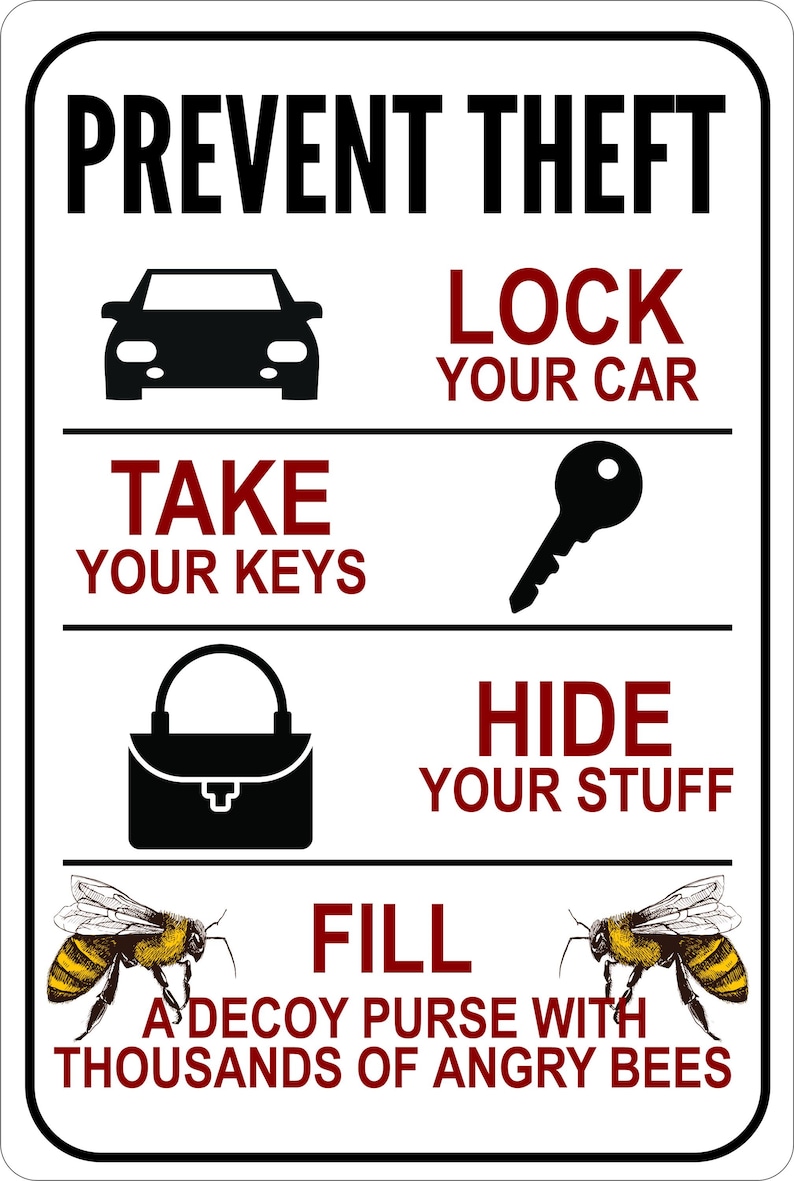 Car Break-in Deterrent Aluminum Sign: Theft Prevention (8x12) - Etsy