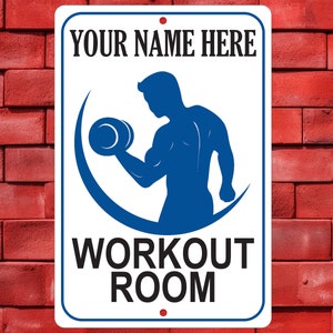 Personalized Workout Room Sign, 8X12 Wall Decor, Customized, Bodybuilder, Weight Lifting, Gift for Him