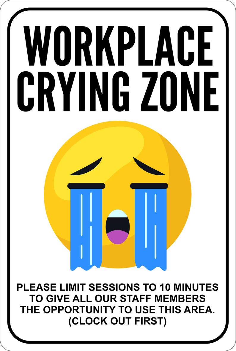 Funny Workplace Crying Zone Sign: Office Cubicle Decor - Etsy