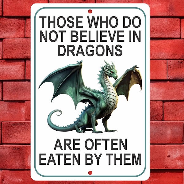 Dragon Novelty Metal Sign: Fantasy Wall Decor