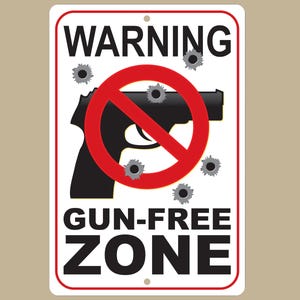 No Guns Allowed Sign, Warning Gun Free Zone, Firearms Prohibited, Safety Zone Marker, Security Warning Sign, Business Entry