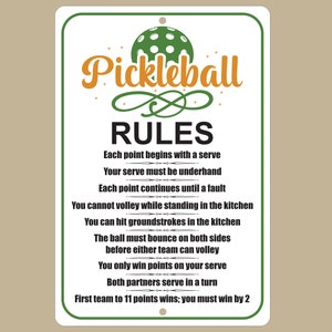 Customizable Pickleball Rules Aluminum Sign, 8X12 Inch, Perfect for Indoor & Outdoor Use, Sports Enthusiast