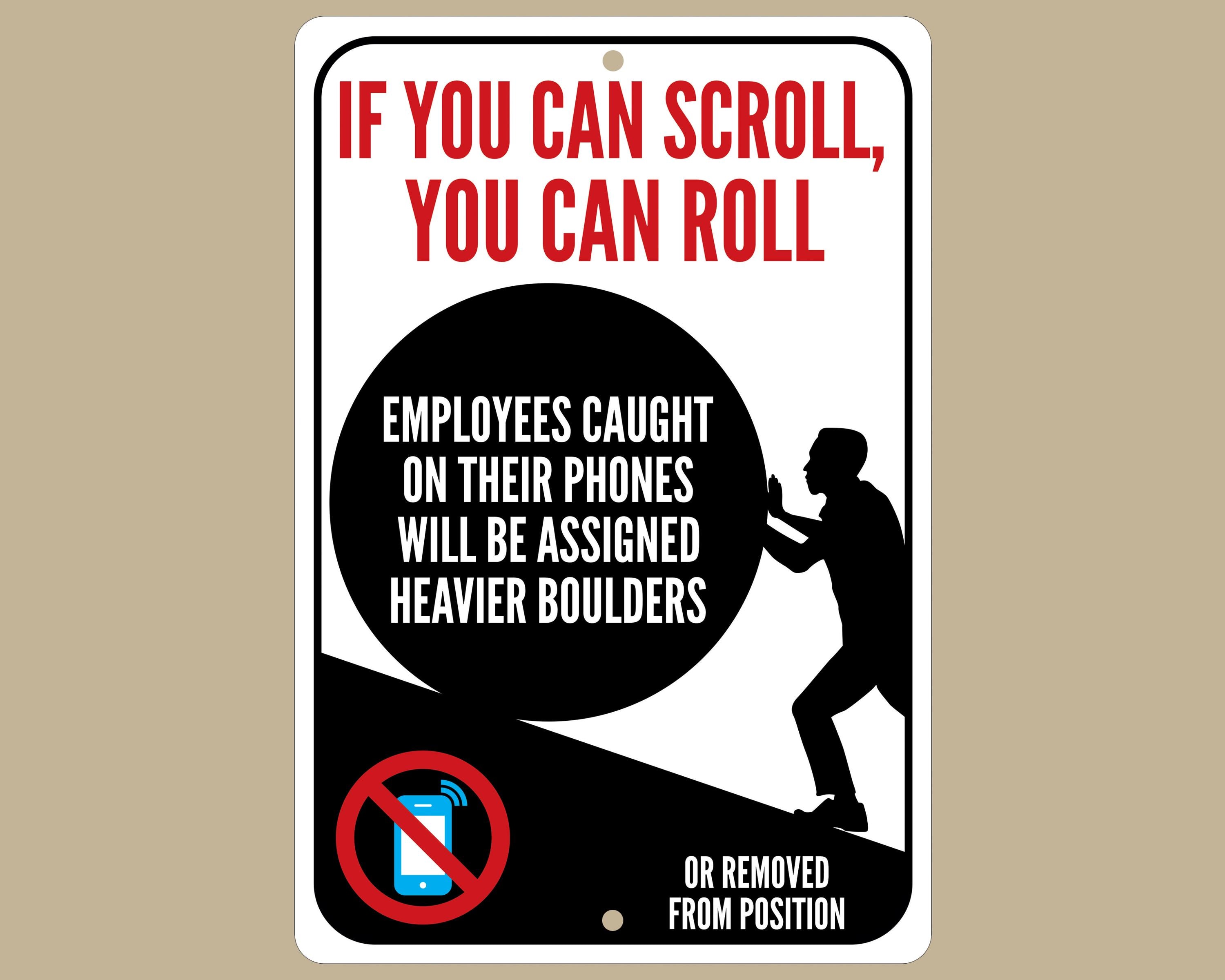 No Phones Workplace Aluminum Sign: Employee Training, Office Decor