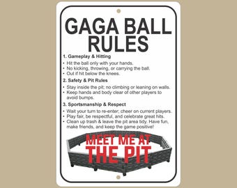 Customizable GaGa Ball Rules Sign, Yard Game Guideline Decor, Playground Fun Sign, Outdoor Sports Gift, Kids Activity